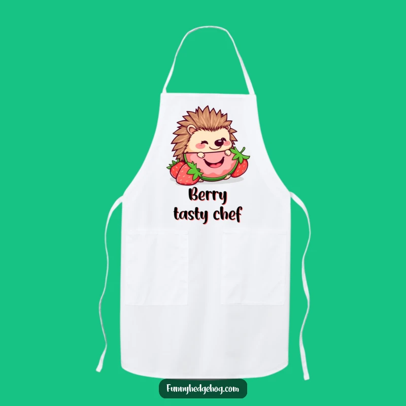 Funny Hedgehog Strawberry Apron: Kawaii Nibbler in Kitchen, Delicious Funny Gift