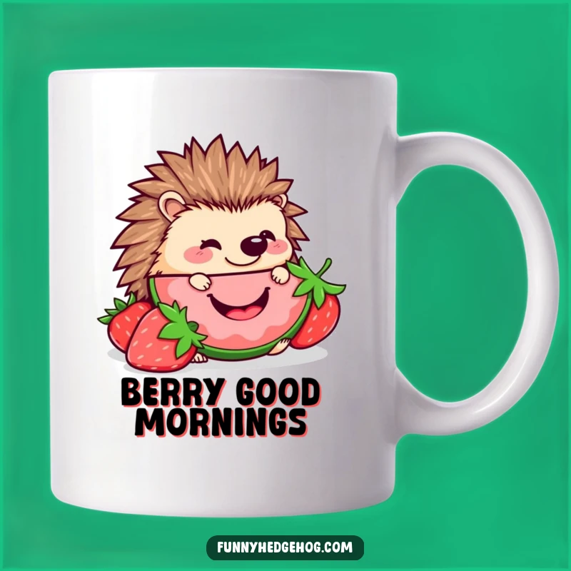 Funny Strawberry Hedgehog Mug: Happy Kawaii Nibbler, Perfect Funny Foodie Gift
