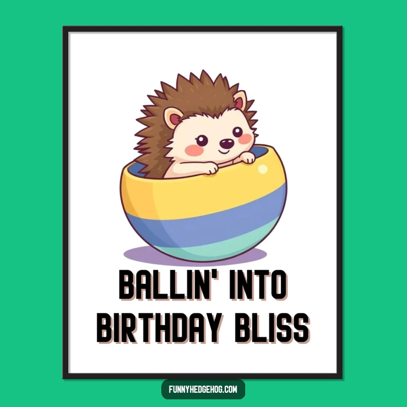 Free Printable Rolling Hedgehog Wall Art - Funny Downloadable Ball Decor