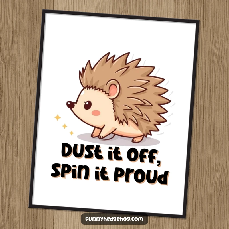 Funny Free Printable Wall Art: A hedgehog shape spins, generating a dynamic trail of bright, sparkling dust. Energetic decor.