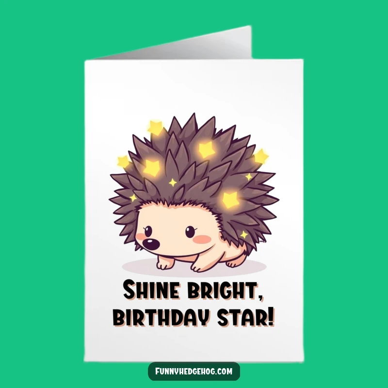 Free Printable Birthday Card: Firefly Hedgehog's Glow - Magical Funny Downloadable Gift