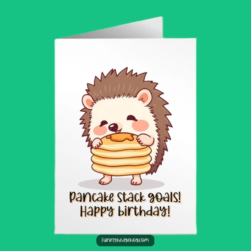 Funny Free Printable Birthday Card: Pancake Hedgehog Balance - Downloadable Gift!