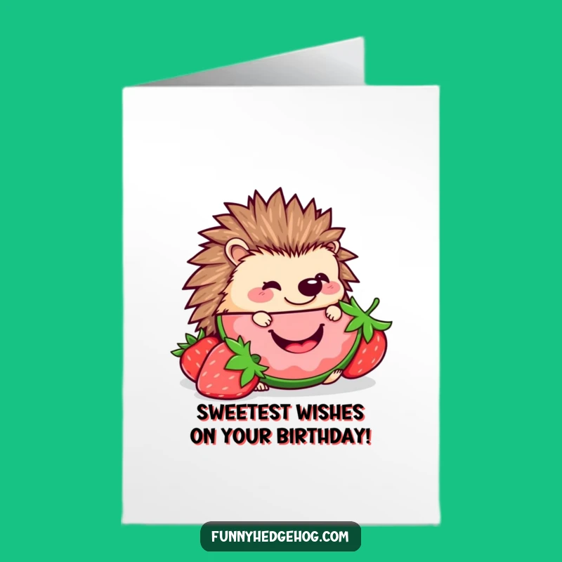 Free Printable Hedgehog Birthday Card: Sweet Strawberry Nibbles for Fun