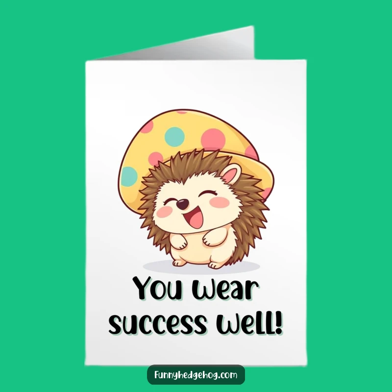 Free Printable Congrats Card: Giggle Hat Hedgehog Fun - Humorous Downloadable!