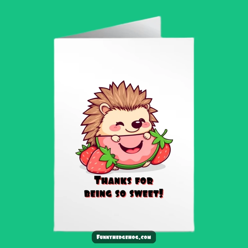 Free Printable Hedgehog Thank You Card: Strawberry Thanks from a Cute Pal