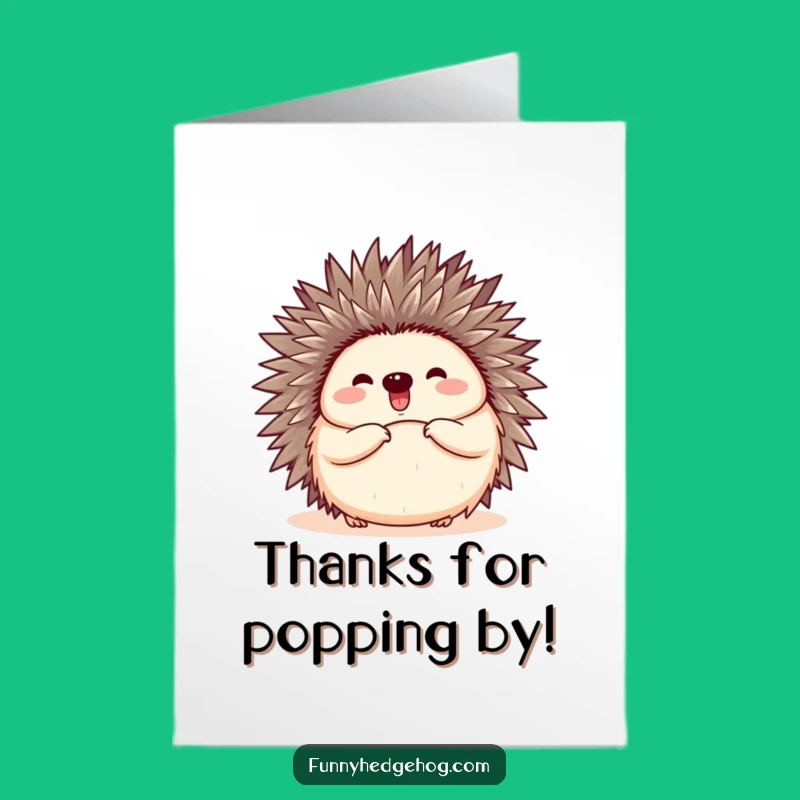 Free Printable Thank You Card: Happy Unfurling Hedgehog, Downloadable Funny Gratitude