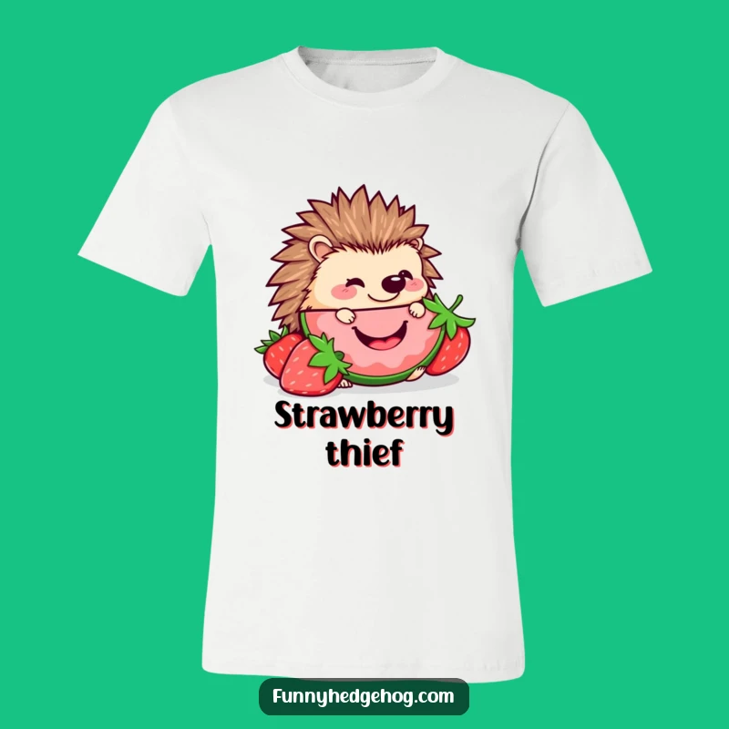 Funny Hedgehog Strawberry Tee: Kawaii Nibbler Design, Perfect Funny Foodie Gift