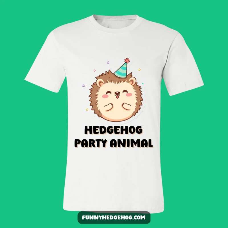 Funny Hedgehog Party T-Shirt, Tiny Hat Confetti Tee, Whimsical Humorous Gift