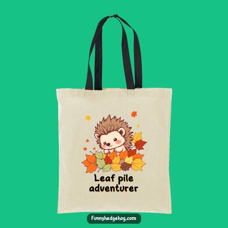 Funny Autumn Hedgehog Tote Bag: Cute Spiky Kawaii Leaves Design, Handy Funny Gift