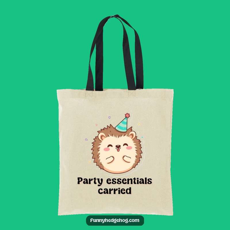 Funny Hedgehog Party Tote Bag, Tiny Hat Confetti Tote, Practical Whimsical Accessory
