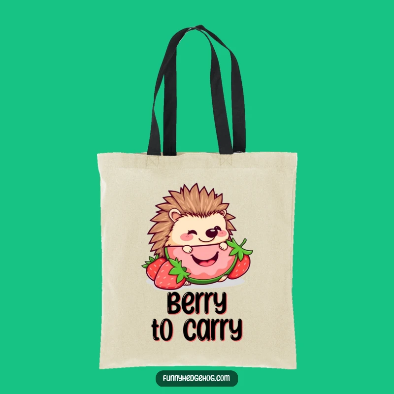 Funny Hedgehog Strawberry Tote Bag: Kawaii Nibbler Design, Handy Funny Gift