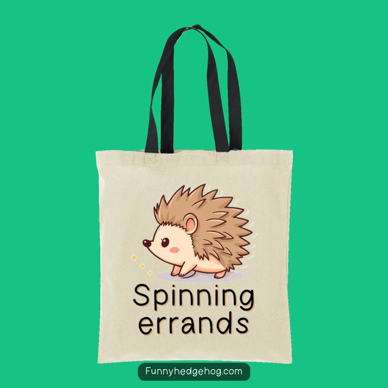 Funny Spinning Hedgehog Tote Bag: Carry Sparkle & Humor Effortlessly